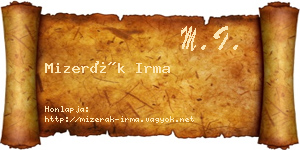 Mizerák Irma névjegykártya